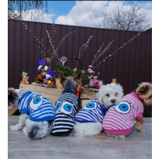  Kutyaruha - Cuki, csíkos kutyatrikó szemekkel - többféle színben - L - lila kutyaruha