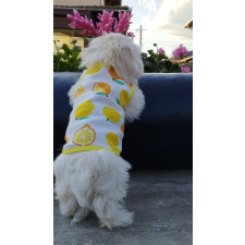  Kutyaruha - Fehér pamut trikó citrom mintával - M kutyaruha