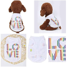  Kutyaruha - Fehér pamut trikó LOVE felirattal, szivárványos mintában - L kutyaruha