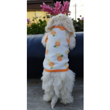  Kutyaruha - Fehér pamut trikó narancs mintával - XL kutyaruha