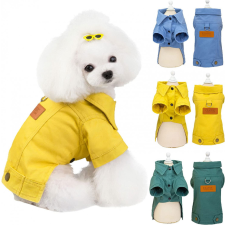  Kutyaruha - Kutyakabát - Könnyed Galléros kutyakabát - többféle színben - M - sárga kutyaruha