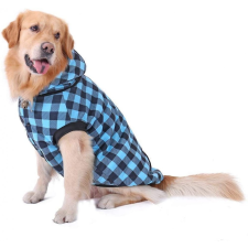  Kutyaruha - Kutyakabát - Kutyamellény, bundás - levehető kapucnival - 4 színben - M - kék/fehér kutyaruha