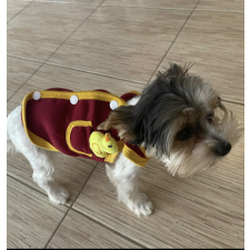  Kutyaruha - Kutyamellény - Bordó kutyamellény, sárga szegéllyel és kiskacsa plüssel - 3XL kutyaruha