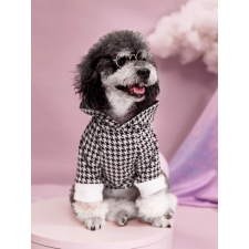  Kutyaruha - Kutyapulóver - kutyapulcsi - Fekete - Fehér minta, kapucnis - L kutyaruha