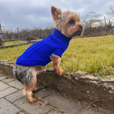  Kutyaruha - Kutyapulóver - kutyapulcsi, Kötött Garbós - meleg - kék - XXS - kék kutyaruha
