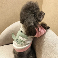  Kutyaruha - Kutyapulóver - Kutyapulcsi - Krokodil mintás - kétféle színben - M - szürke-zöld / rózsaszín krokodillal kutyaruha