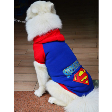  Kutyaruha - Kutyapulóver - Kutyapulcsi - Superman Mintás, Kapucnis - Kék - Nagy Kutyáknak Tökéletes - 4XL - kék kutyaruha