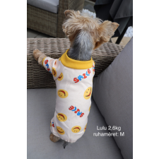 Kutyaruha - Meleg, overál vagy overall kezeslábas kutyaruha sárga, smiley-s mintával - XL kutyaruha