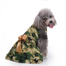  Kutyaruha - Nyári, könnyű, terepmintás kutyaruha, arany színű masnival - S kutyaruha