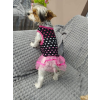  Kutyaruha - Nyári kutyaruha, fekete alapon, rózsaszín szíves mintával és tüll szoknyarésszel - M
