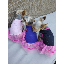  Kutyaruha - Strasszköves felsőrésszel és tüllszoknyával - princess ruha - három színben - L - fekete kutyaruha