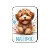  Kutyás fa hűtőmágnes, Maltipoo, barna
