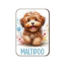 Kutyás fa hűtőmágnes, Maltipoo, barna hűtőmágnes