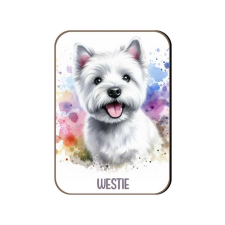 Kutyás fa hűtőmágnes, Westie, fehér hűtőmágnes