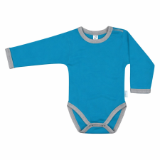 Kynga azúrkék-melírszürke hosszú ujjú baba body 80 kombidressz, body