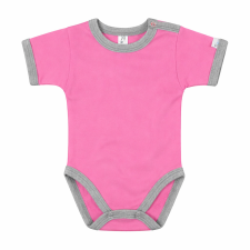 Kynga sötét rózsaszín-melírszürke rövid ujjú koraszülött baba body 56 kombidressz, body