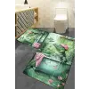  L'essential Maison fürdőszobaszőnyeg szett (2 darab), zöld krokodil mintás