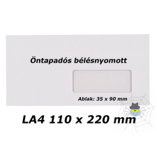  LA4 (110 x 220 mm) öntapadós bélésnyomott jobb ablakos boríték boríték
