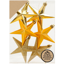  LAALU díszkészlet: vegyes arany csillagok 9 cm, 6 db (LAU-6138) karácsonyi dekoráció