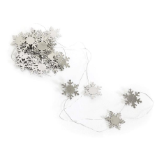 LAALU füzér hópelyhekkel, ezüst, 2 m karácsonyfadísz