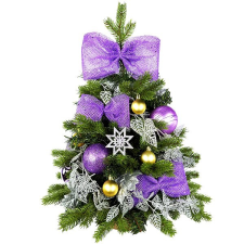 LAALU karácsonyfa LED világítással díszítve - Lila költészet II, 28 dísz, 60 cm műfenyő