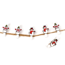 LAALU karácsonyi dekoráció - hóemberek csipeszen, 5 cm, 6 darab karácsonyi dekoráció