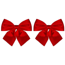 LAALU Karácsonyi dísz - masni, piros, csillogó, 13×13 cm, 2 db karácsonyfadísz