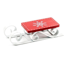 LAALU Karácsonyi dísz - szán, piros/fehér, 12,5 × 4,5 cm karácsonyfadísz