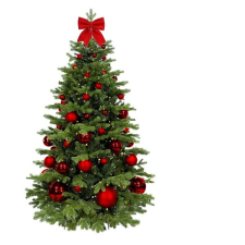 LAALU Vánoční stromek zdobený - ČERVENÉ VÁNOCE II, 85 ks ozdob, 270 cm műfenyő