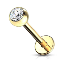  Labret mini kristállyal (arany színű, crystal kővel) testékszer