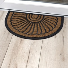  Lábtörlő félköríves gumi kókusz (40x60 cm) fekete-barna, legyező mintával lakástextília