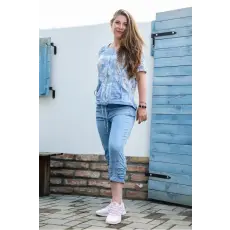  Lafei Nier alul strasszos ráncolt világoskék, vékony halásznadrág
