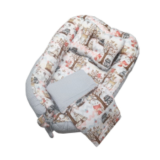 Lafel Pamut-Krepp babafészek szett - Szürke / Indián állatos babafészek