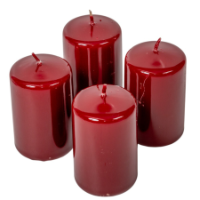  Lakkozott adventi gyertya 80x50mm bordó 4db/csom (db ár) dekorációs kellék