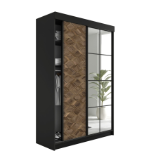  Lamaro Tolóajtós Szekrény tükörrel 138x205cm - fekete &amp; ArtDeco bútor
