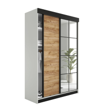  Lamaro Tolóajtós Szekrény tükörrel 167x205cm - fehér&amp; aranytölgy bútor