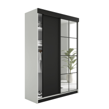  Lamaro Tolóajtós Szekrény tükörrel 167x205cm - fehér &amp; fekete bútor