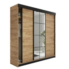  Lamaro Tolóajtós Szekrény tükörrel 200x205cm - aranytölgy bútor