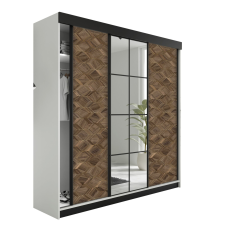  Lamaro Tolóajtós Szekrény tükörrel 200x205cm - fehér&amp; ArtDeco bútor