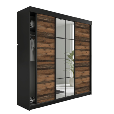  Lamaro Tolóajtós Szekrény tükörrel 200x205cm - fekete &amp; OldStyle bútor