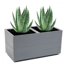 Lamela Virágcserép virágdoboz doboz kerekeken ECO Recycling 80x40cm kerti otthon szürke fa deszka kerti tárolás