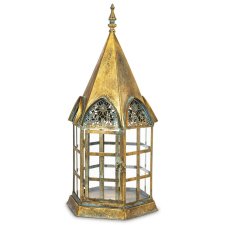  Lámpás fém, üveg arany, barna 64x30x27cm kültéri világítás