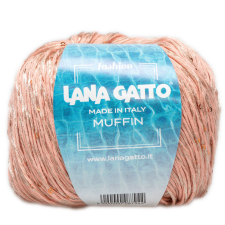Lana Gatto Muffin kötőfonal flitterekkel, pamut és újrahasznosított poliészter, 50g, 9601, Salmone fonal, cérna