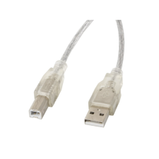 Lanberg CA-USBA-12CC-0018-TR USB 2.0 A - USB 2.0 B (apa - apa) kábel 1.8m - Áttetsző (CA-USBA-12CC-0018-TR) kábel és adapter
