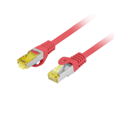 Lanberg S/FTP Cat6a RJ45 Patch Kábel 1m - Piros (PCF6A-10CU-0100-R) kábel és adapter