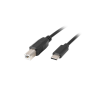 Lanberg USB-C apa - USB-B apa Adatkábel 1.8m - Fekete (CA-USBA-13CC-0018-BK)