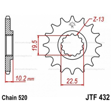  Lánckerék első JTF432SC 520 13 fogas lánc, láncszett