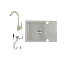  Laneo Adria 63-435B Gránit Mosogató + Csap + Dugóemelő (bézs) fürdőkellék