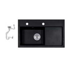  Laneo L725-43C Gránit Mosogató + Szifon (fekete) építőanyag