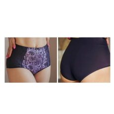 Lanny mode Női magas derekú finom selyme-csipke mintás alsó (mama bugyi) Padlizsán, 4XL